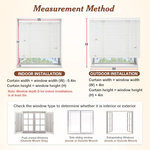 2" Slats Wood Blinds for Indoor Windows, Custom Wood Window Blinds, Wooden Venetian Horizontal Blinds & Shades for Indoor Windows, Office, Living Room, Bedroom