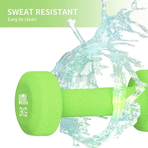 Amazon Brand - Umi - Neoprene Dumbbell Weights Home Gym Fitness Dumbbell Set 1Kg 2Kg 3Kg 4Kg 5Kg 8kg 10kg (pair)