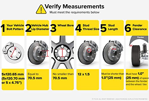 1 Inch 5X4.75 To 5X4.75 Hubcentric Wheel Spacers With Lip (70.5Mm Bore, Metric 12X1.5 Studs Nuts) Compatible With Chevy Blazer Camaro Corvette S10 Gmc S15 Jimmy - Black Adapters, Pack Of 2 #TOP2