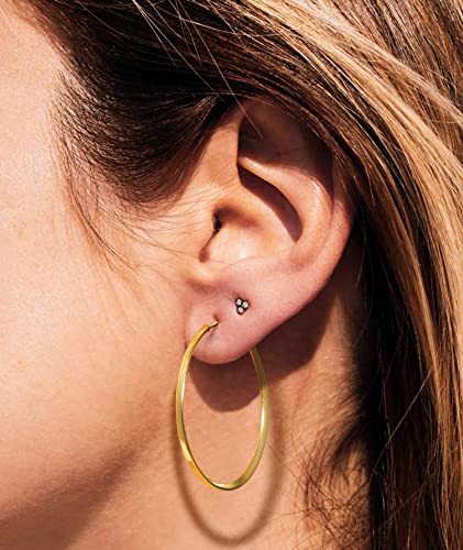 14K Gold Hoop Earrings for Women 14K Gold Earrings for Women Hoop Earring for Womens Hoops Dainty Square-edge Large Hoops for Women Lightweight Womens Hoops Earring 40mm4