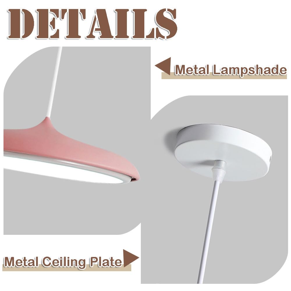 Lampada a Sospensione in Ferro Rosa con Sorgente Luminosa a LED.