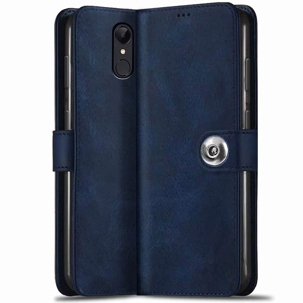 TheGiftKart Genuine Leather Finish Flip Back Cover Case for Xiaomi Redmi 5 | Inbuilt Pockets & Stand | Wallet Style | Designer Button Magnet Flip Cover Back Case for Xiaomi Redmi 5 (Blue) (B09TNT537F) Amazon Price History, Amazon Price Tracker