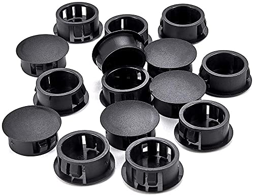 Image of Heyiarbeit 30pcs Hole Plugs 4 /5 inch / 20mm Nylon Plastic Round Snap in Type Locking Hole Tube Furniture Fencing Post Pipe Insert End Caps Black Tone