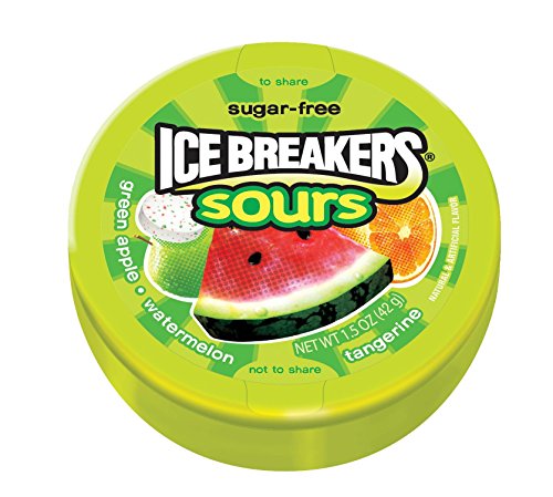 ICE BREAKERS Sours Mints (Green Apple, Tangerine, and Watermelon, 1.5-Ounce Containers, Pack of 8)