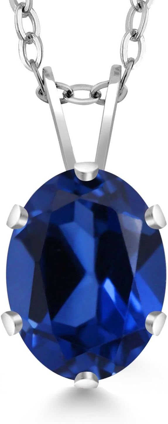 Gem Stone King Oval Gemstone Birthstone Solitaire Pendant Necklace For Women | 925 Sterling Silver | Oval 8X6MM | With 18 Inch Silver Chain | Fine Jewelry Gifts for Her Mom Women Wife