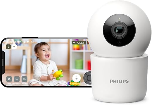 PHILIPS 3MP Wi-Fi Indoor 360 Degree Security Camera | CCTV for Home | 2K(1296p) Resolution, Pan Tilt Zoom, 2-Way Talk, Motion & Sound Detection |…