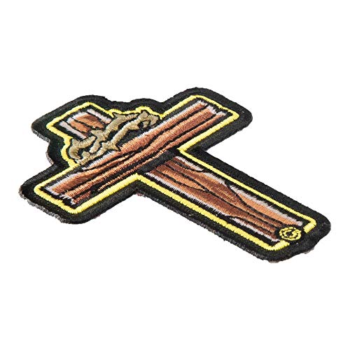Patchstop Wood Cross Thorns Brown Iron On Patches For Clothing Jeans - 2.5X3.25In Small Diy Sew On Patch For Jackets Bags - Embroidered Religious Cross Decorative Patches #TOP1