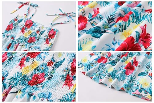 Image of Cromoncent Matching Hawaiian Outfits for Family, Dad and Son Matching Luau Beach Tropical Shirts Mommy Daughter Tropical Sets