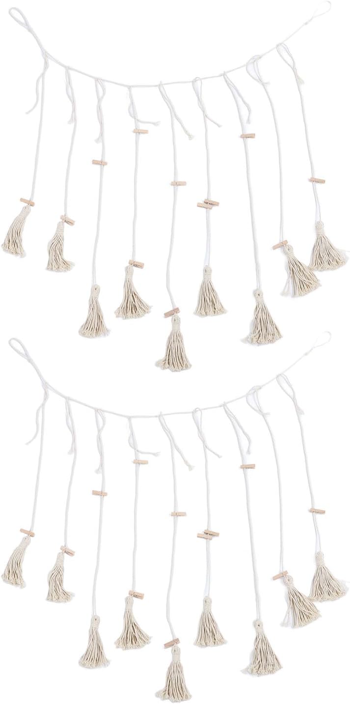 Stylish Macrame Photo Wall Hanging with Clips for Teen Girls Women Bedroom Nordic Style (Type F)