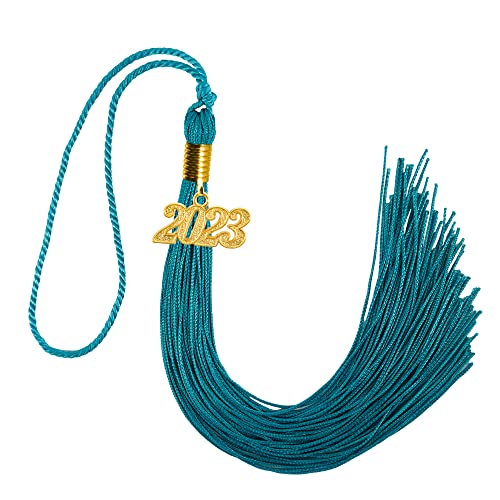 Graduationmall Single Color Graduation Tassel With 2023 Year Charm 9" Teal #TOP30