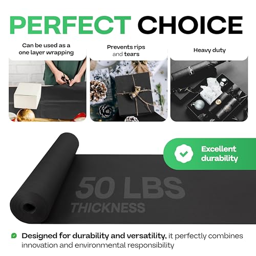 Image of Black Kraft Paper Roll 36 inch x 2160 inch (180 feet) with Cutter - USA-Made