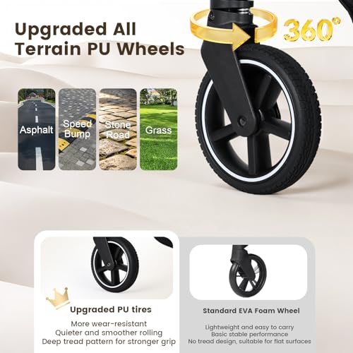Image of T4 Max Pet Stroller Dog Cat Stroller for Small Medium Dogs Cats, 4 Wheels Travel Folding Carrier Waterproof Puppy Stroller with Pad, Canopy and Cup Holder (T4 Max Black)