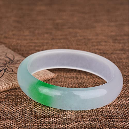 Bracelet en jade véritable flottant fleur verte jonc rond - 2