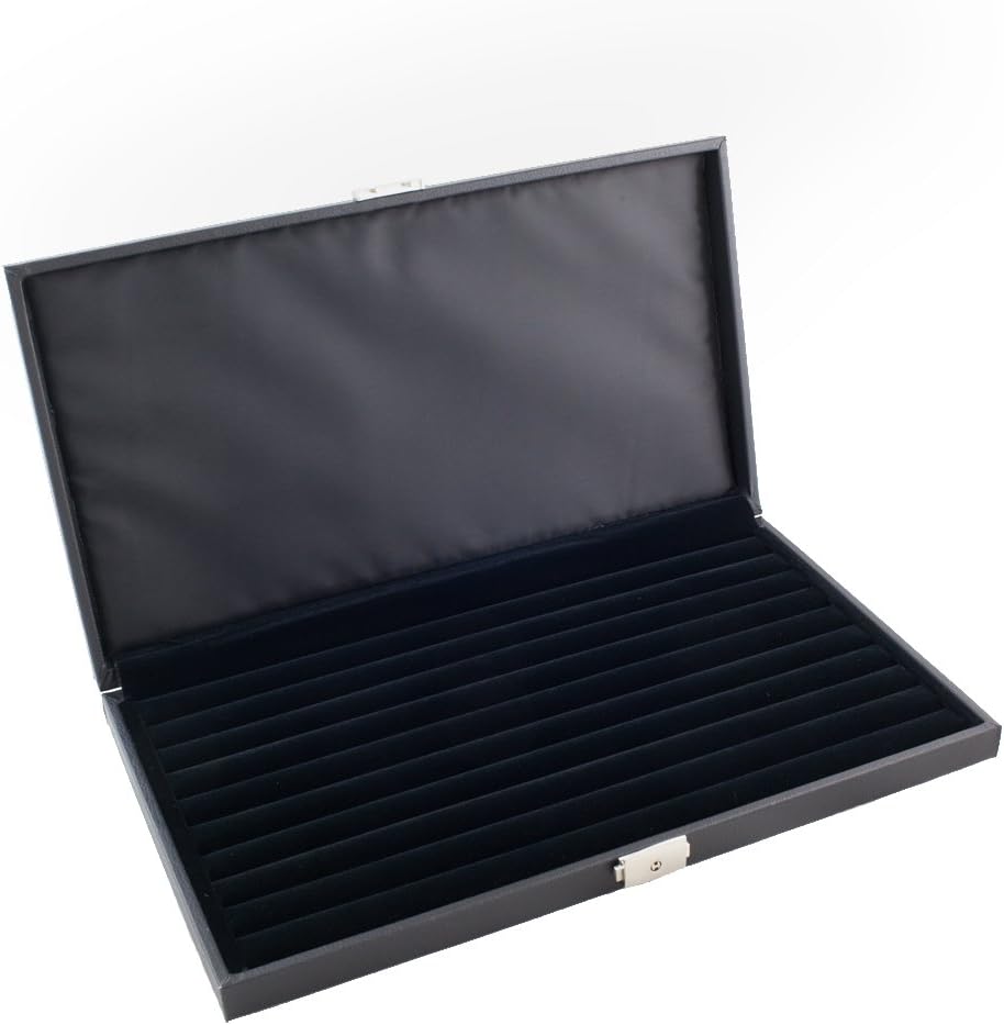 Caddy Bay Collection Lockable Jewelry Ring Display Storage Case Holds 72+ Rings with 9 Ring Rows-CBC72