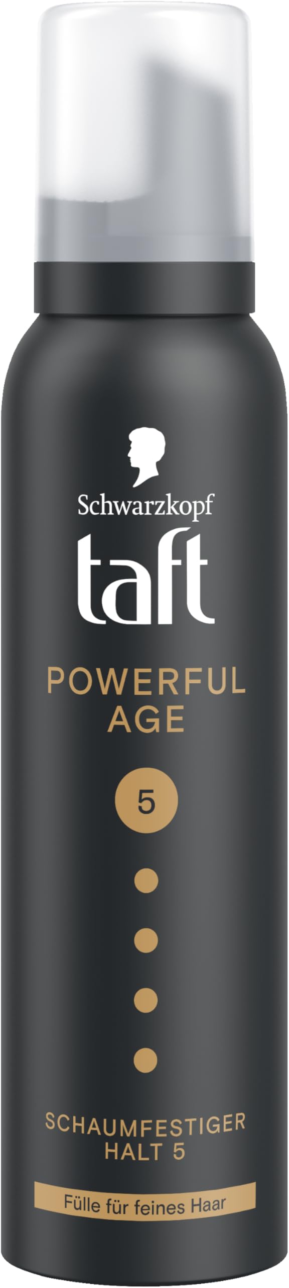 Schwarzkopf Taft Schaumfestiger Powerful Age (150ml), Haltegrad 5, Haarschaum für alle Haartypen, Fülle für feines und dünner werdendes Haar, vegane Formel*