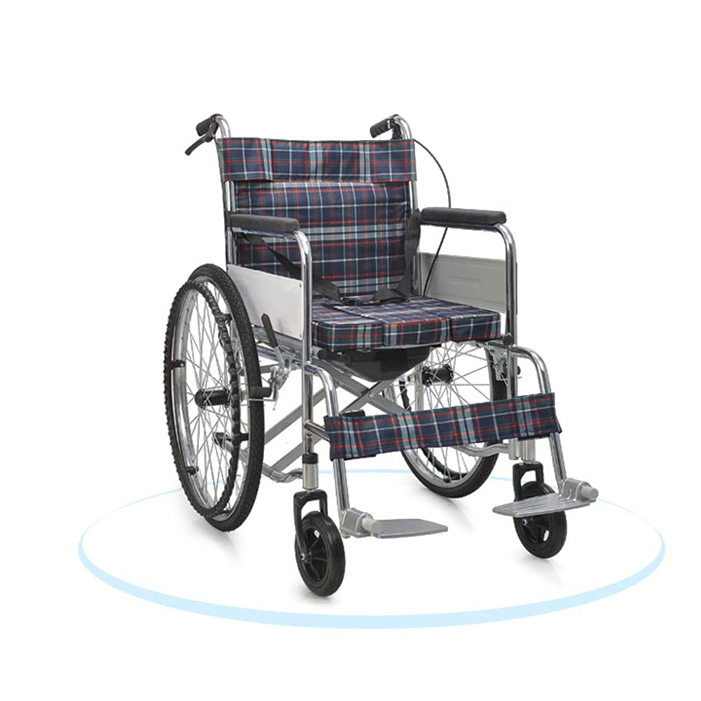 Samobieżne Wózki Inwalidzkie Dla Dorosłych ， Wózki Inwalidzkie Składane Lekkie Samobieżne ， Ręczny Samobieżny Aluminiowy Wózek Inwalidzki/Black/Plaid Ox Cloth