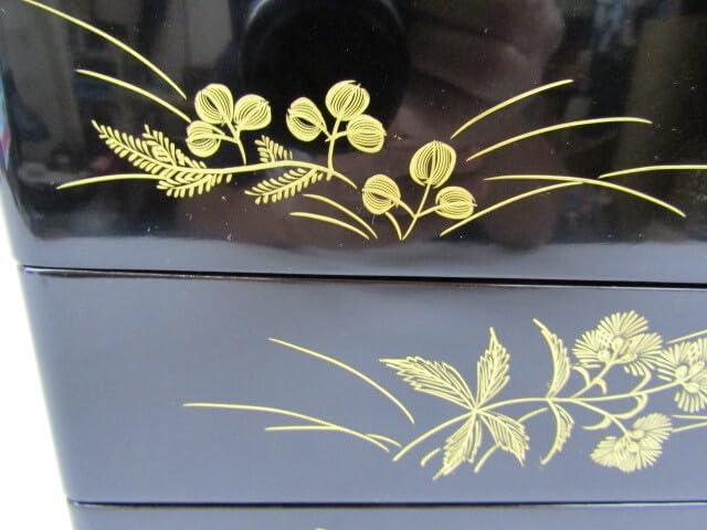 Amazon.co.jp: 木製漆器 伝統工芸 輪島塗 重箱 秋草散らし 三段重