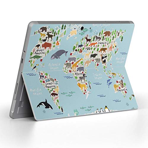 igsticker Surface Go/Surface Go 2 専用スキンシール サーフェス go シール スキン 保護 フィルム ステッカー アクセサリー 015983 世界地図 動物 map