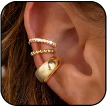 3Pcs Chunky Ear Cuff Non Piercing for Women Earcuff Earrings14K Gold Plated Chunky Ear Cuff Earring Cubic Zirconia Ear Clip Jewelry CZ Earrings for Women
