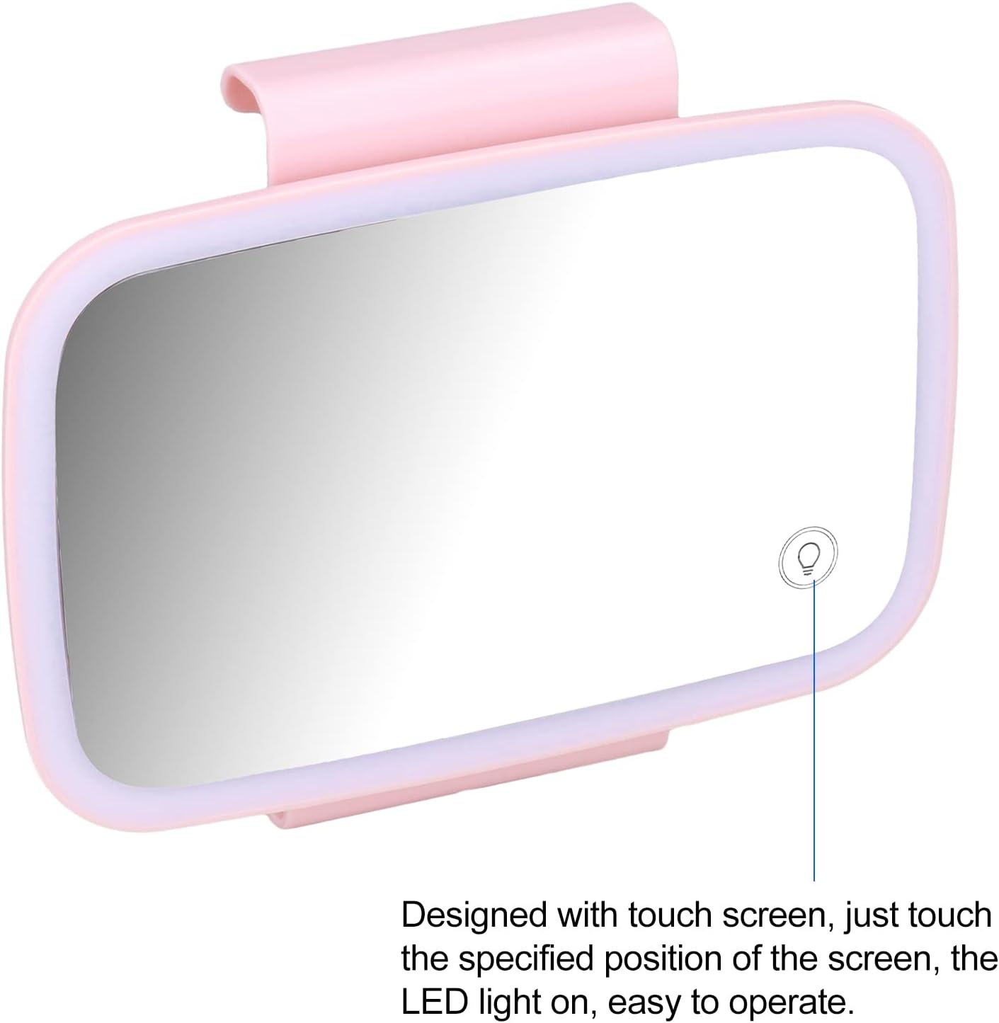 Car Cosmetic Mirror, Car Sun Visor Makeup Mirror Surround LED Lights Plug and Play with Retractable Back Clip (Pink) Sunshade/Sunshade