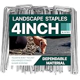 Jaciry 4 Inch 100 Pack Landscape Staples, Galvanized Garden Stakes Yard Stakes Garden Staples Perfect for Weed Barrier Fabric,11 Gauge Landscape Pins for Irrigation Tube.