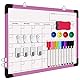 FINEW Whiteboard Magnetisch 40 x 30cm, Magnettafel Whiteboard Kalender, Hängende doppelseitige Whiteboards mit Alurahmen inklusive, Magnettafel Kann für Schule, Liste, Zeichnen, BüRo, Küche (Rosa)