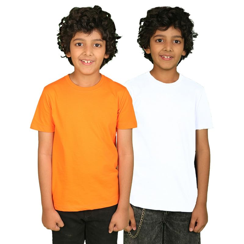 Image of Nusyl Boys Half Sleeves Solid T-Shirt for Kids | Soft Cotton Blend | Comfortable Regular Fit | Casual 2-16 Years | Multiple Colors & Pack Options