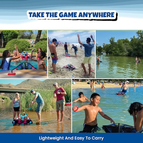 Image of SKIP NN' HOLE Original Fun Stonne Skipping Meets Pool Cornhole Game Floating | for All Ages | Fun Swimming Pool Game for Adults and Family | Easy Setup, Durable, Portable Water and Lake Toy |