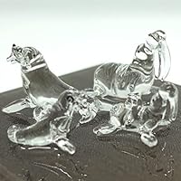 Sansukjai Sea Lion Walrus Tiny Figurines Hand Blown Clear Glass Art Animals Collectible Gift Home Décor