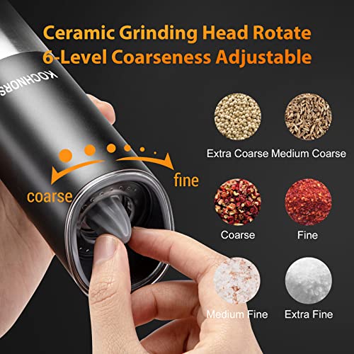 Kochnors Electric Salt And Pepper Grinder Set, Large Capacity Up To 85Ml Usb Rechargeable Salt Pepper Grinder With 6-Level Adjustable Coarseness, Gravity Automatic Salt Pepper Grinder Set For Kitchen #TOP2