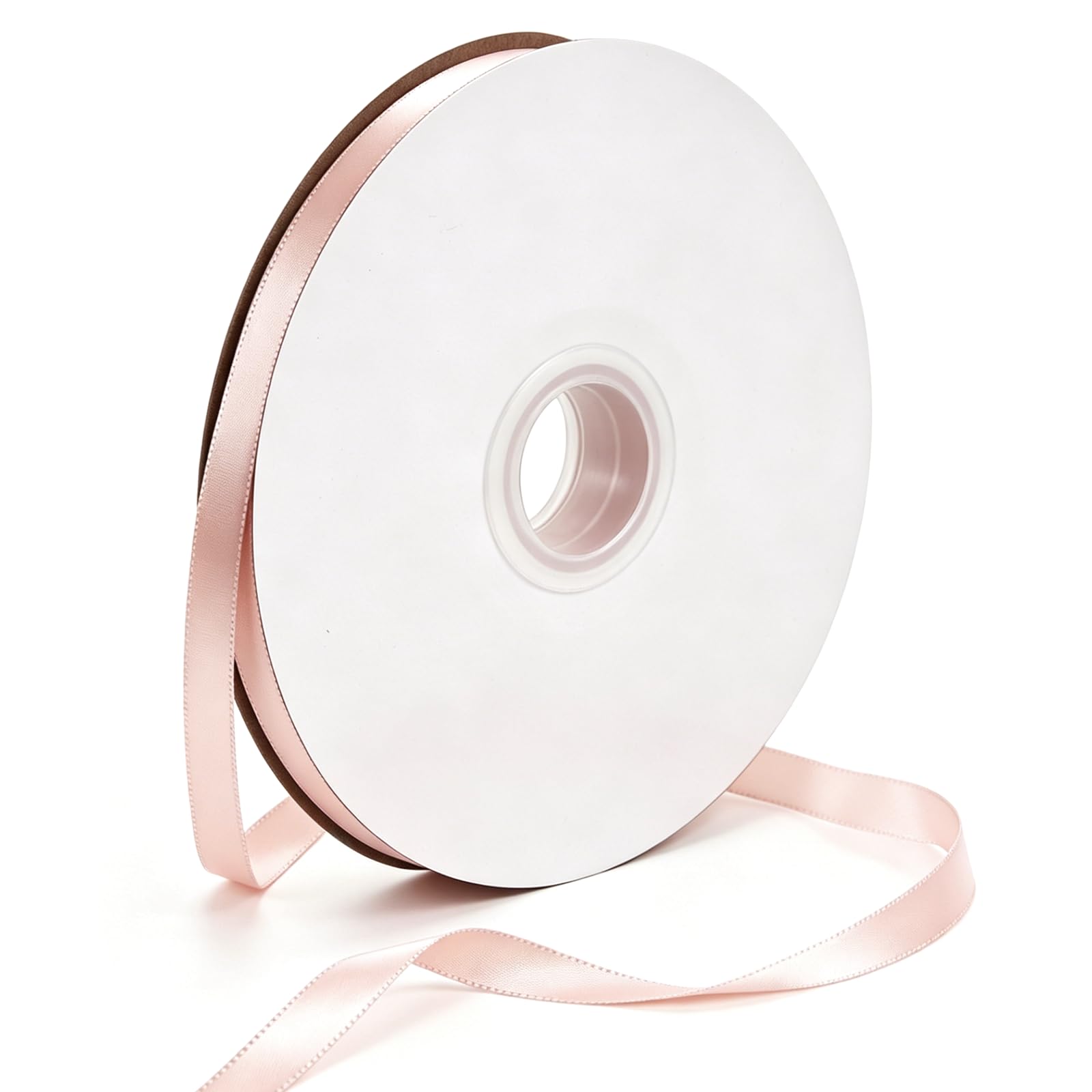 Werownsgso 6mm Satin Ribbon 100 Yards Single-Sided Satin Ribbon Solid Fabric Ribbons Roll Suitable for Bows Bouquets Gift Wrapping Floral Arrangements and Wedding Decorations (Pink)