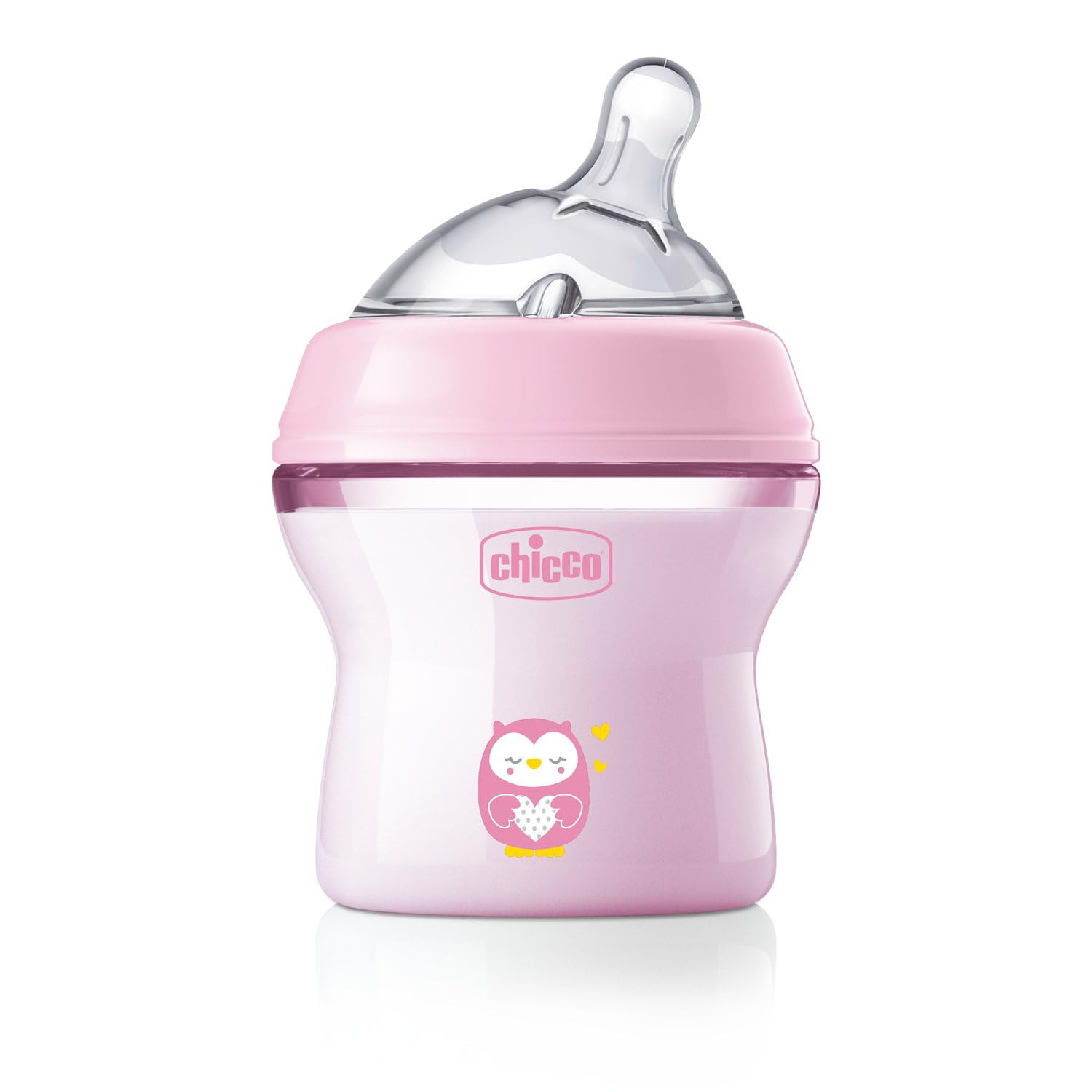 Chicco Natural Feeling Anti-Colic Baby Bottle for 0+ Months, 150 ml, with Soft Silicone Teat and Double Valve, Natural and Instinctive Feel When Vacuuming, Plastic Bottle