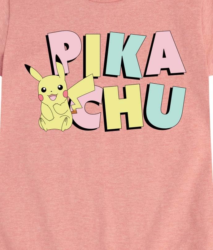 Pokémon - Pikachu Pastel Name - Girls Fitted Short Sleeve T-Shirt3
