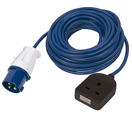Zexum 5698 - Cable alargador de 16 A Macho a 1 Enchufe para Camping y Caravana, 230 V, Azul, 25 m