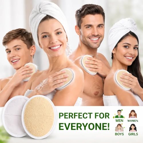 Image of Adbeni Natural Jute Bath Loofah Pad for Body Scrubbing | Exfoliating Shower Sponge with Hand Strap | Eco Friendly Body Scrubber for Dead Skin Removal | Reusable Bathing Loofah for Men & Women | Pack of 6