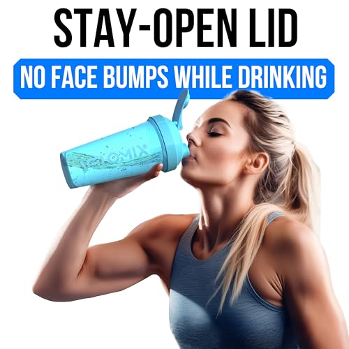 Image of VELOMIX -2 Pack- 28 oz Protein Shaker Bottles for Protein Mixes - 2x Wire Whisk | Leak Proof Shaker Cups for Protein Shakes and Pre Workout | Protein Shaker Bottle Pack (Blue /Pink)