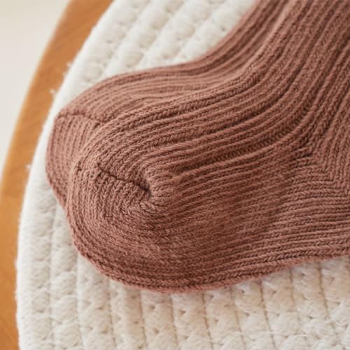 Image of 4-Pack Baby Girls Knee High Socks Infants Toddlers Bow Knit Socks Cotton Tube Ruffled Stockings
