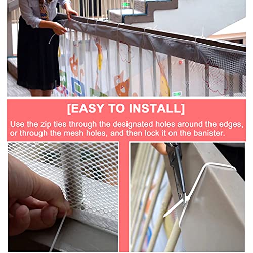 Image of SNOWIE SOFT 9.84 * 2.59ft Baby Safety Net for Balcony - Thick Tear-Resistant Polyester with 25 Nylon Ropes & 15 Plastic Buckles - Dense Mesh Design for Baby /Toddler Protection, Indoor /Outdoor Use
