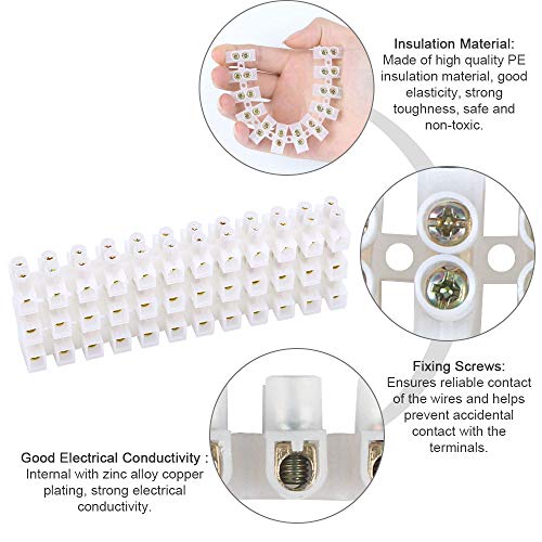 TANCUDER 10 stücke Lüster klemmen Transparent Lüsterklemmen Elastische Lüsterklemmleiste Zweireihig Schraubklemme für Schnellkupplung 360V 10A(PE)