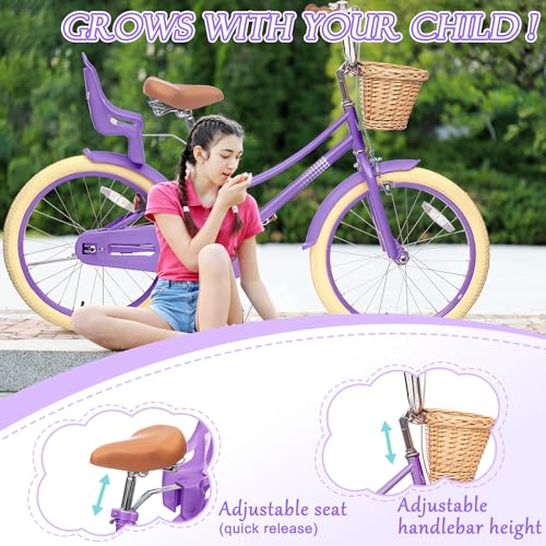 Image of Glaf Girls Bike Bicycle for 2-12 Years Old 12 14 16 20 inch Kids Toddler Bike with Training Wheels and Basket,Doll Seat, Kids Bike Bicycle for Gift