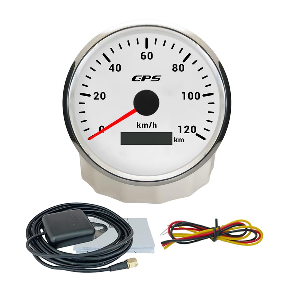 ELING Tachometr GPS 110 mm, 0-120 km/h, z anteną GPS z 7-kolorowym podświetleniem tła do skuterów motorowych, łodzi motorowych