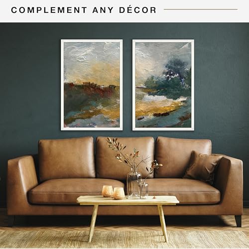 MCS Studio Gallery 24x36 Poster Frame White Woodgrain, Vertical & Horizontal Wall Hanging Large Picture Frame for Photos, Posters & Art Prints (2-Pack)