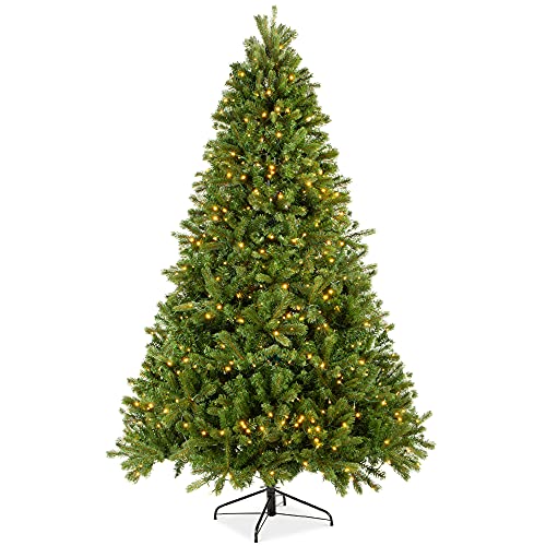 Best Choice Products 7.5ft Pre-Lit Douglas Fir Christmas Tree Holiday Decoration with Realistic Feel w/ 8 Light Sequences, Foot Switch, 1912 Tips, Easy Assembly, Metal Hinges & Base