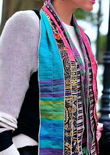 Mango Gifts Vinage Silk Sari Recycled Fashionable Multi-Color Patchwork scarf Lot 10 Pieces3