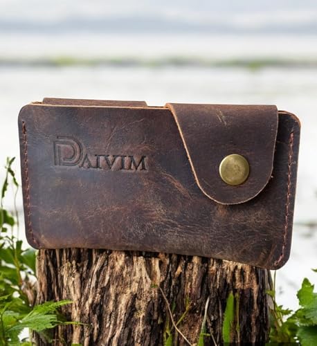 Genuine Leather Card Holder Wallet Front Pocket Slim & Stylish Wallet for Business Card & Credit Cards for Men & Women Durable Debit Card Case Cover Holder (Crazy Horse Cognac D1)2