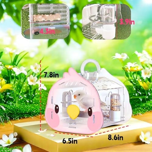 Image of Hamiledyi Small Bird Travel Carrier Cage Transparent Parakeet Carrier Backpack with Standing Perch Portable Outdoor Cage for Lovebird Parrot Swallow Goldfinches