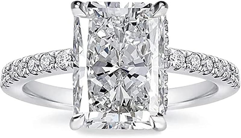 3.5/7.0ct Radiant Cut Engagement Ring,925 Silver Promise Ring