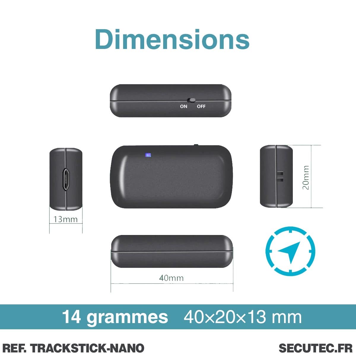 Mini GPS Data Logger Ultra-Compact précis Longue autonomie résistant IPX6