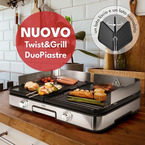 LEBENLANG Griglia Elettrica XXL 2400W - Incl. Pinze Per Barbecue & Paraspruzzi I Per Uso Interno & Esterno I Bistecchiera Barbecue Grill Elettrico Piastra Per Grigliare Senza Fumo BBQ Da Balcone - immagine 3