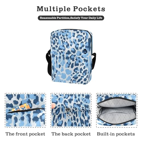 men's messenger bag Shoulder Bag For Woman Handbag For Travel Adjustable Strap for Casual Casual- Blue Summer Leopard Print2